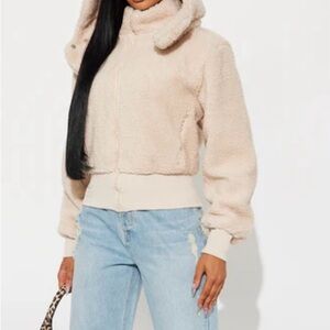 Women's Cream Fleece Jacket